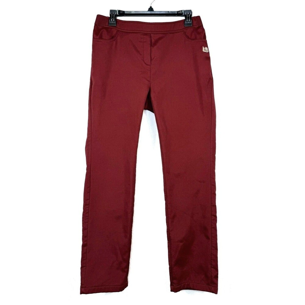 Lee Dong Soo Golf Pants Womens 30 Burgundy Fleece Lined Stretch Straight Leg